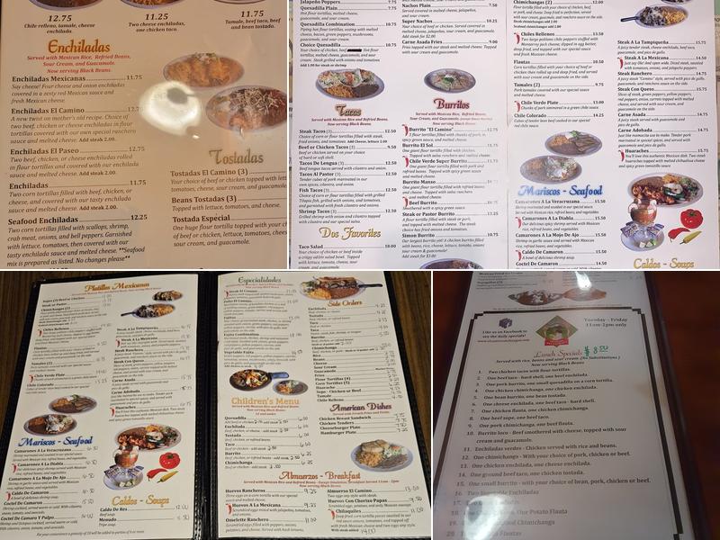 El Camino Restaurant Menu