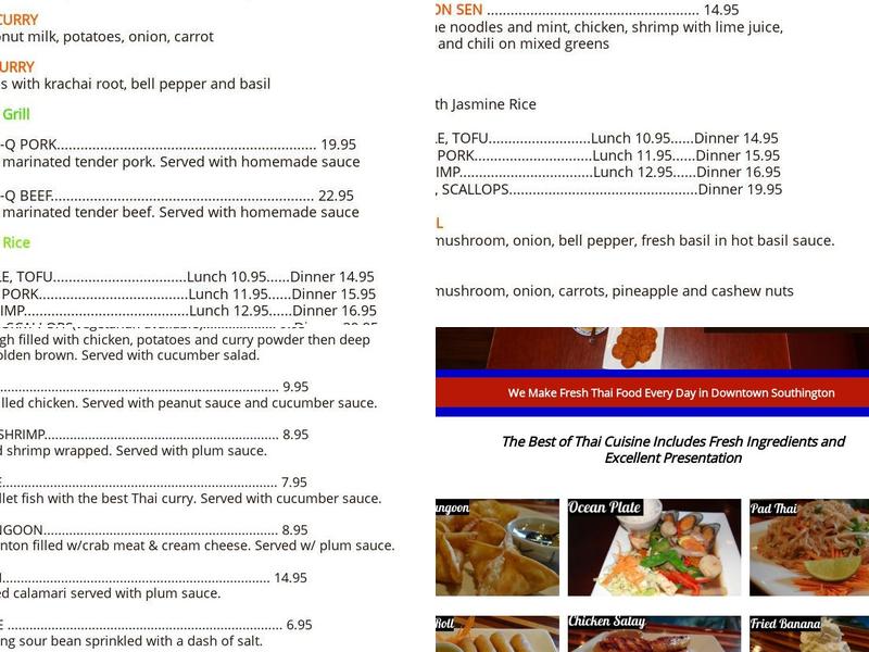 Thai Kitchen 4 Menu