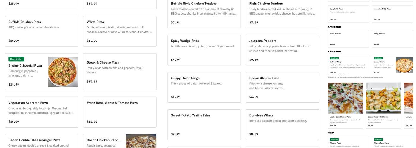 Engine no 6 Pizza Menu