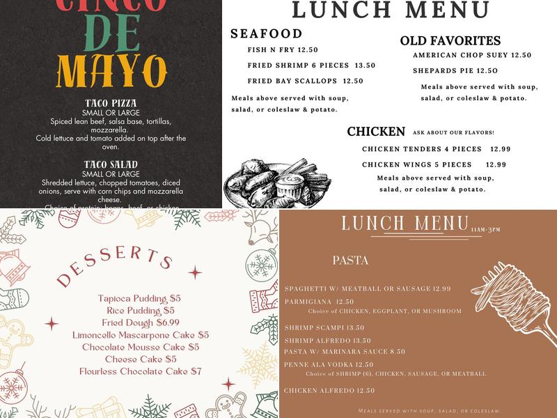 Manny's Pizza Plus Menu