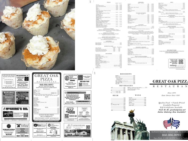 Great Oak Pizza Menu