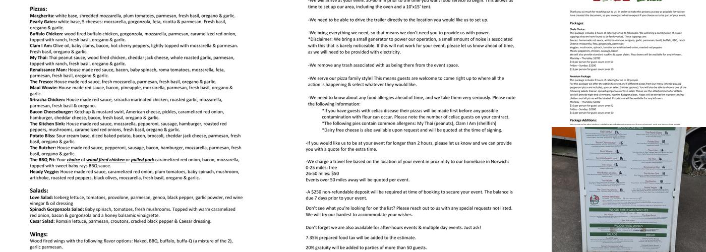 Brick & Basil Wood Fired Pizza Co. Menu