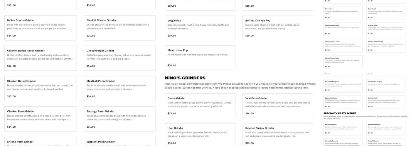 Nino's Pizzeria Menu