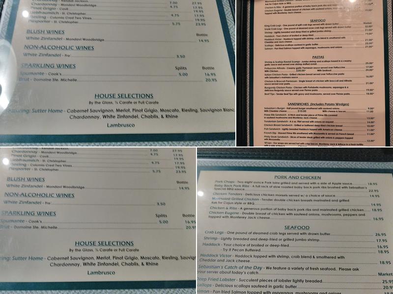 Sebastian's Steak House Menu