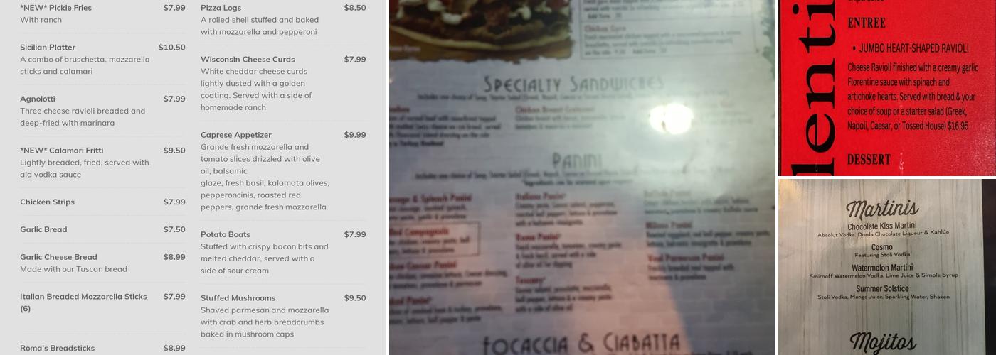 Ala Roma Pizzeria & Pub Menu