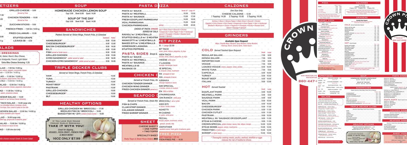 Crown Pizza Menu