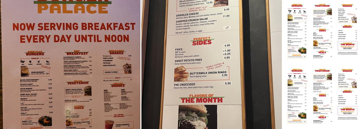 Bobby's Burger Palace Menu