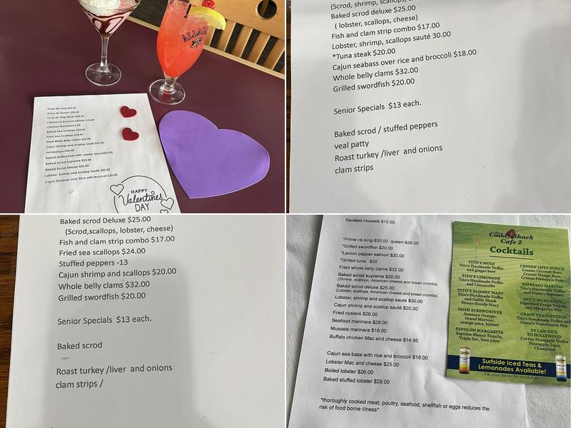 Caddy Shack Cafe Menu