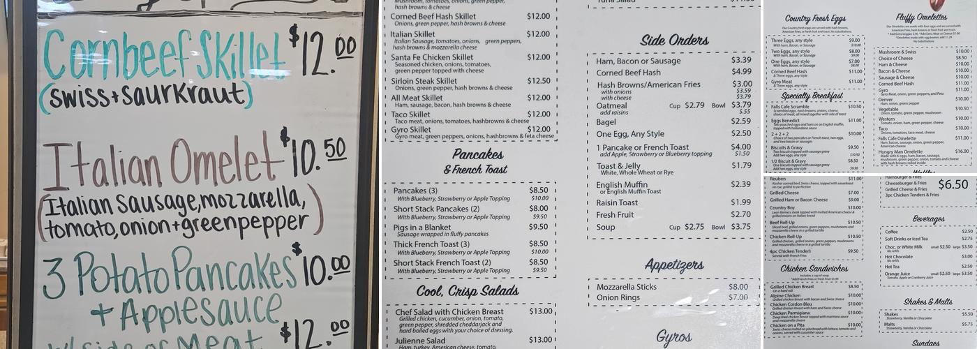 Falls Cafe Menu