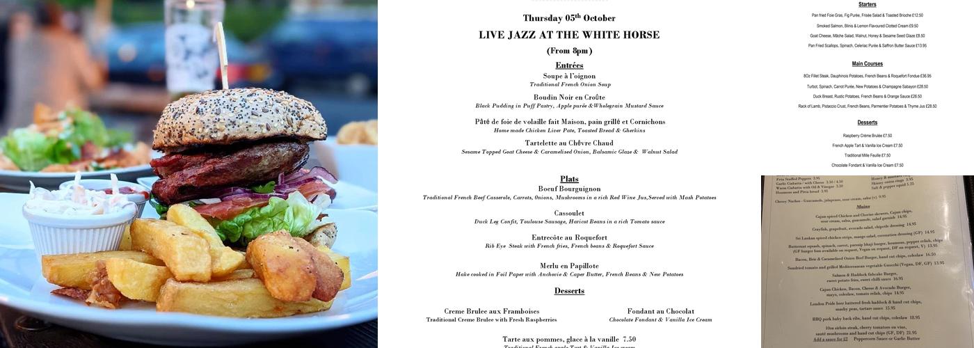 The White Horse Menu