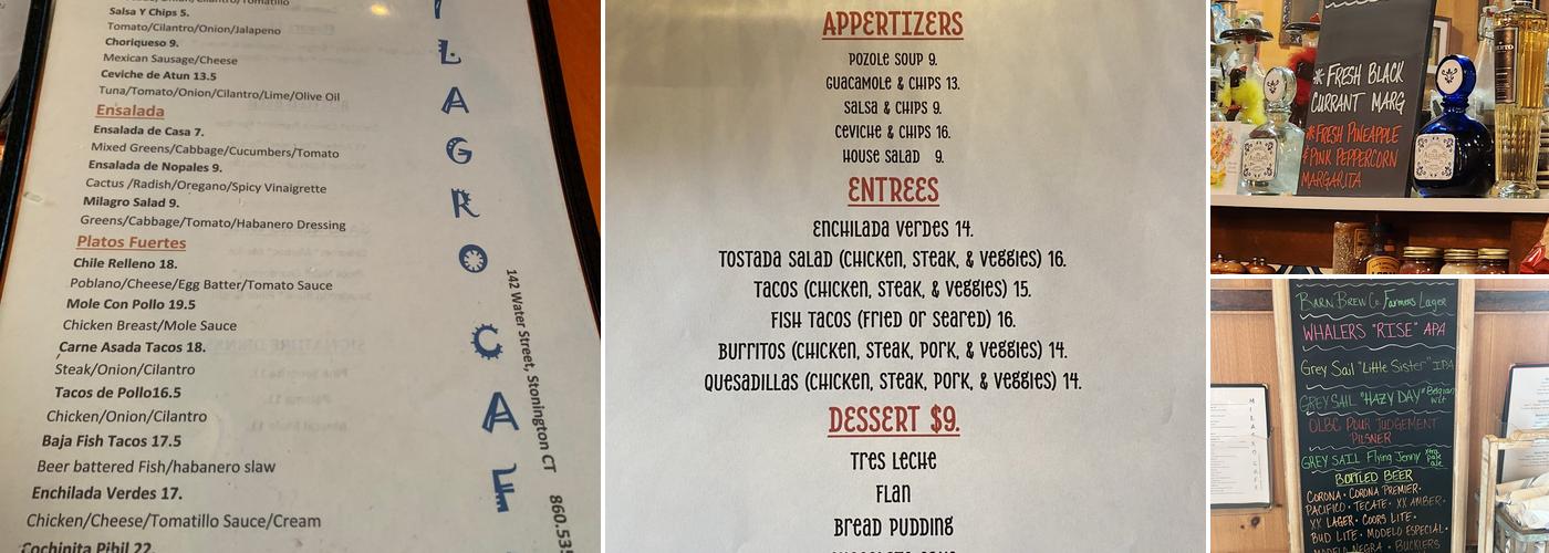 Milagro Cafe Menu