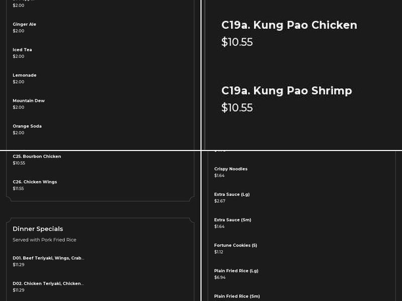 China Moon Menu