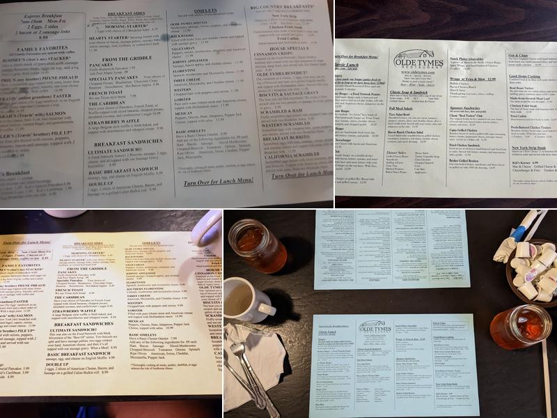 Olde Tymes Restaurant Menu