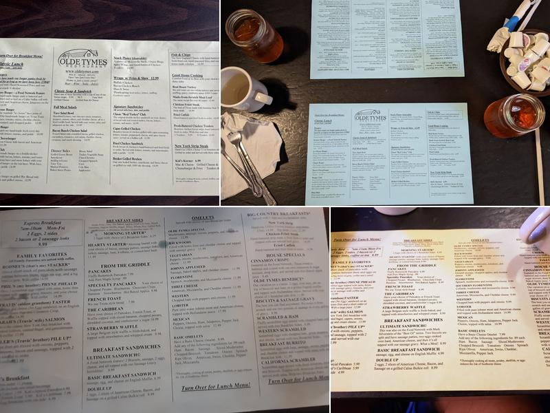 Olde Tymes Restaurant Menu