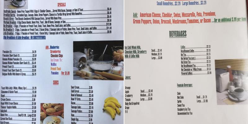 Day Breaks Diner Menu