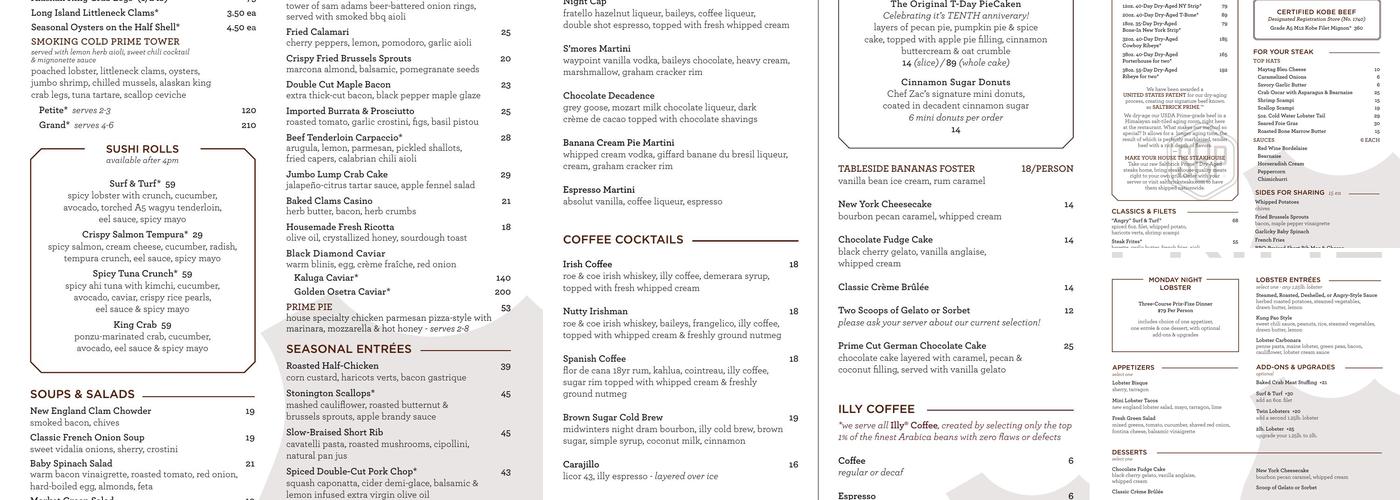 David Burke Prime Menu