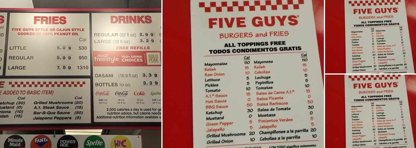 Five Guys Menu