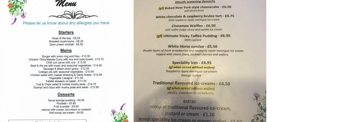 White Horse Menu