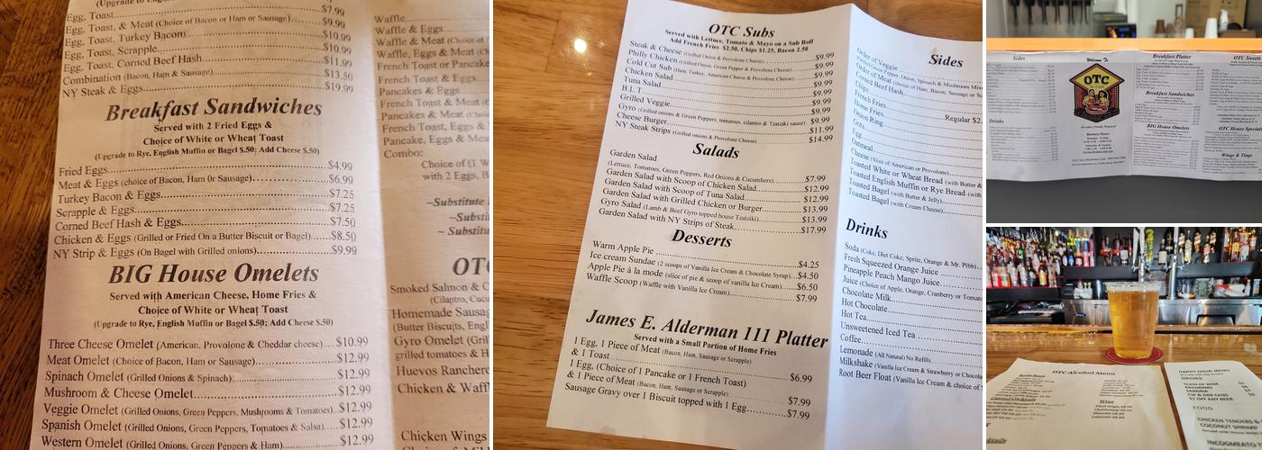 OTC Bar & Grille Menu