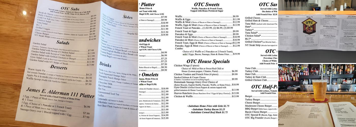 OTC Bar & Grille Menu