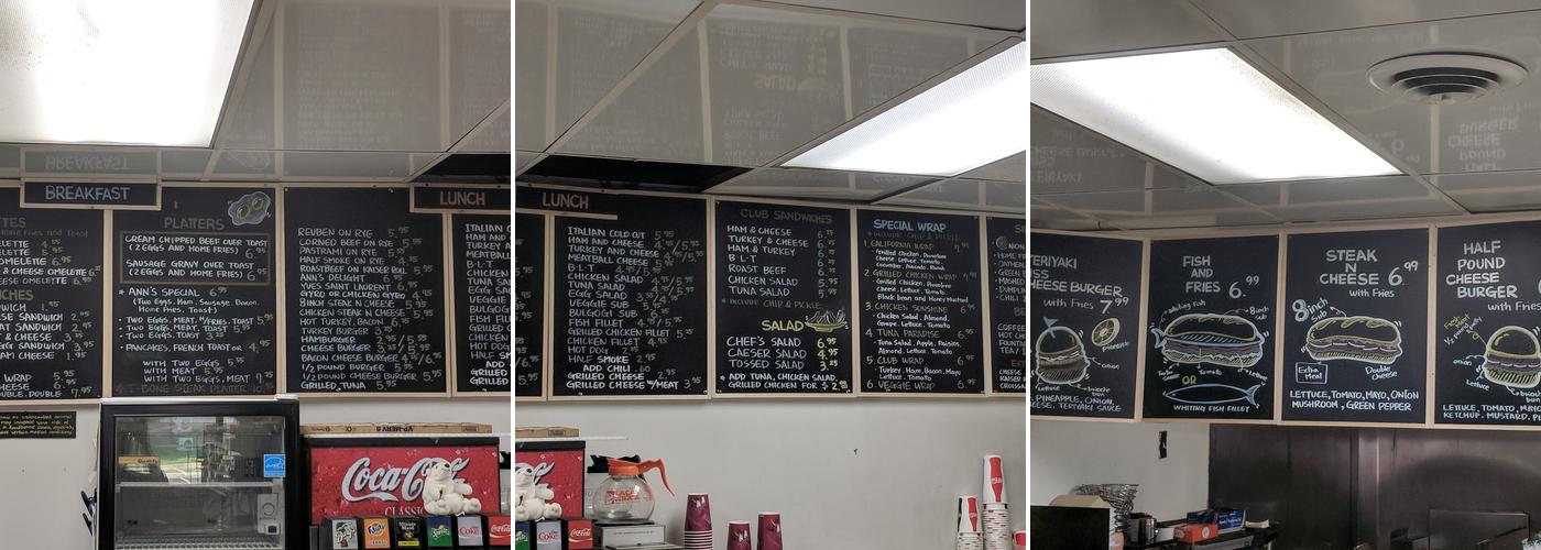 Ann's Cafe Menu