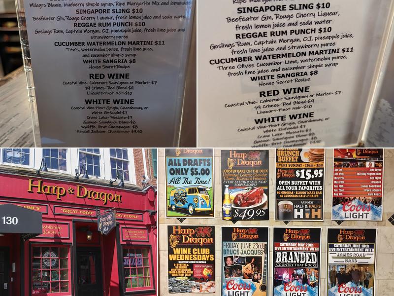 Harp & Dragon Pub Menu
