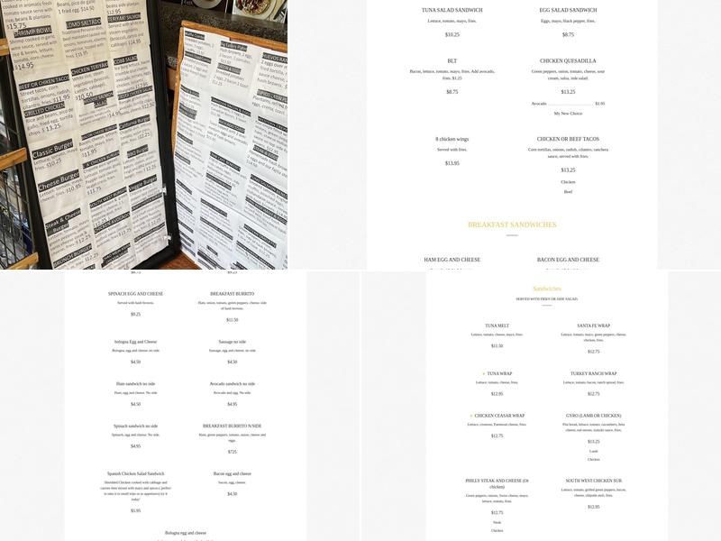 Tasty Nook Cafe Menu