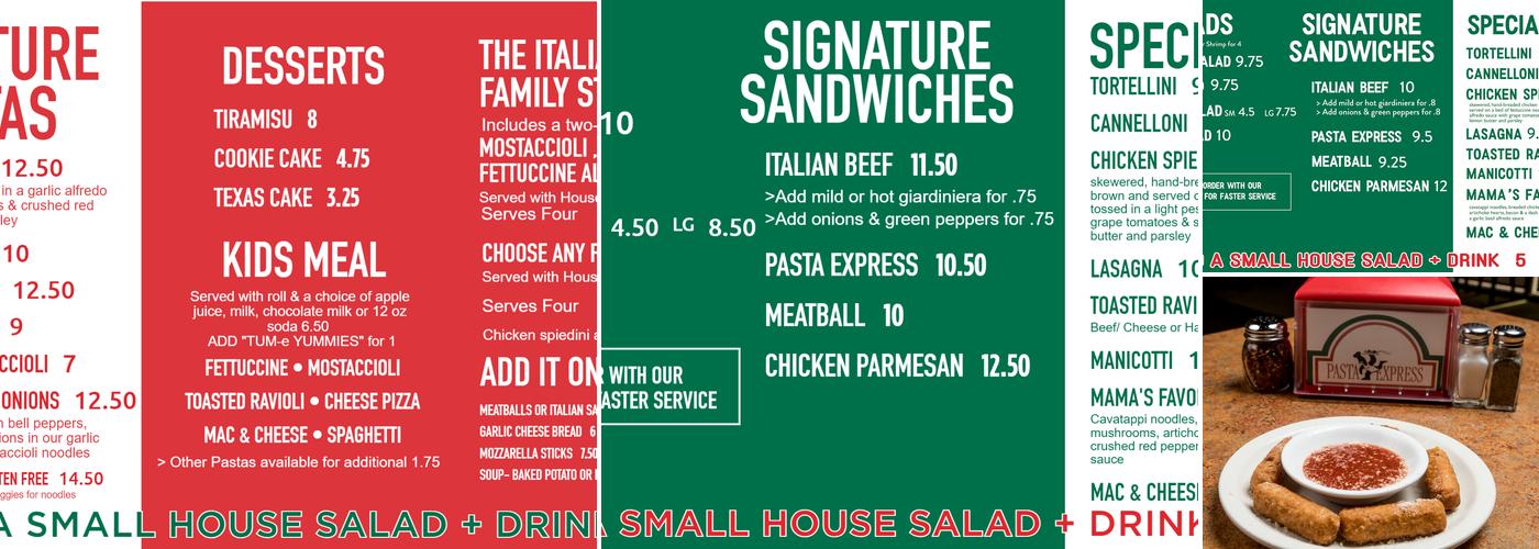 Pasta Express Menu