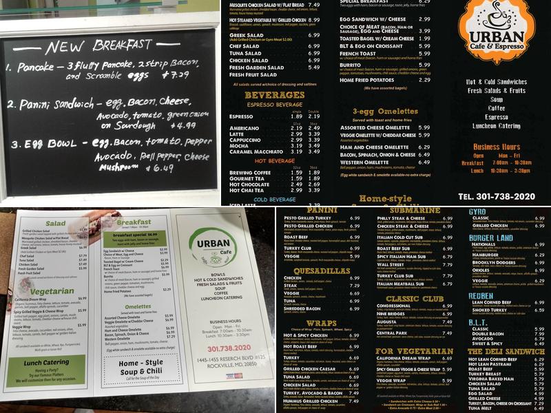 Urban Cafe & Espresso Menu