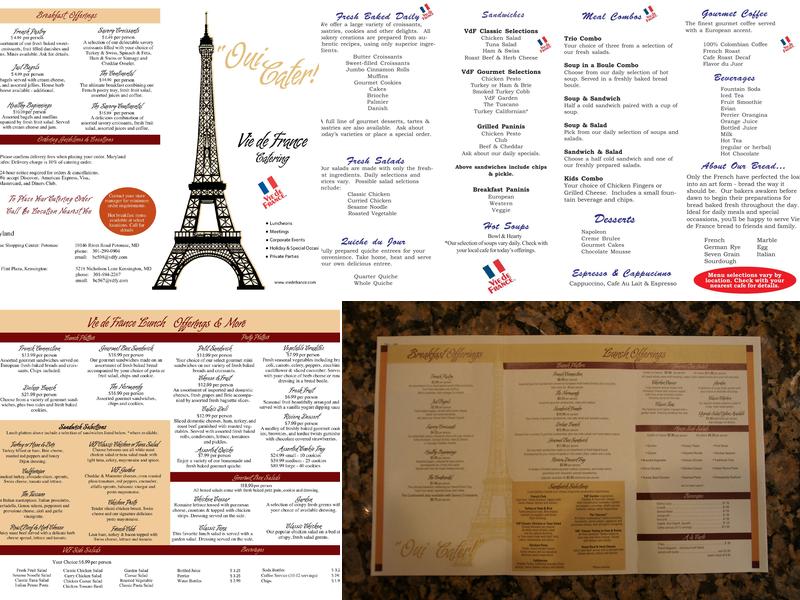 Vie de France Bakery Cafe - White Flint Menu