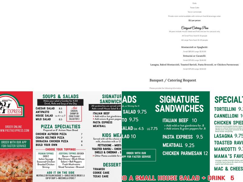 Pasta Express Menu