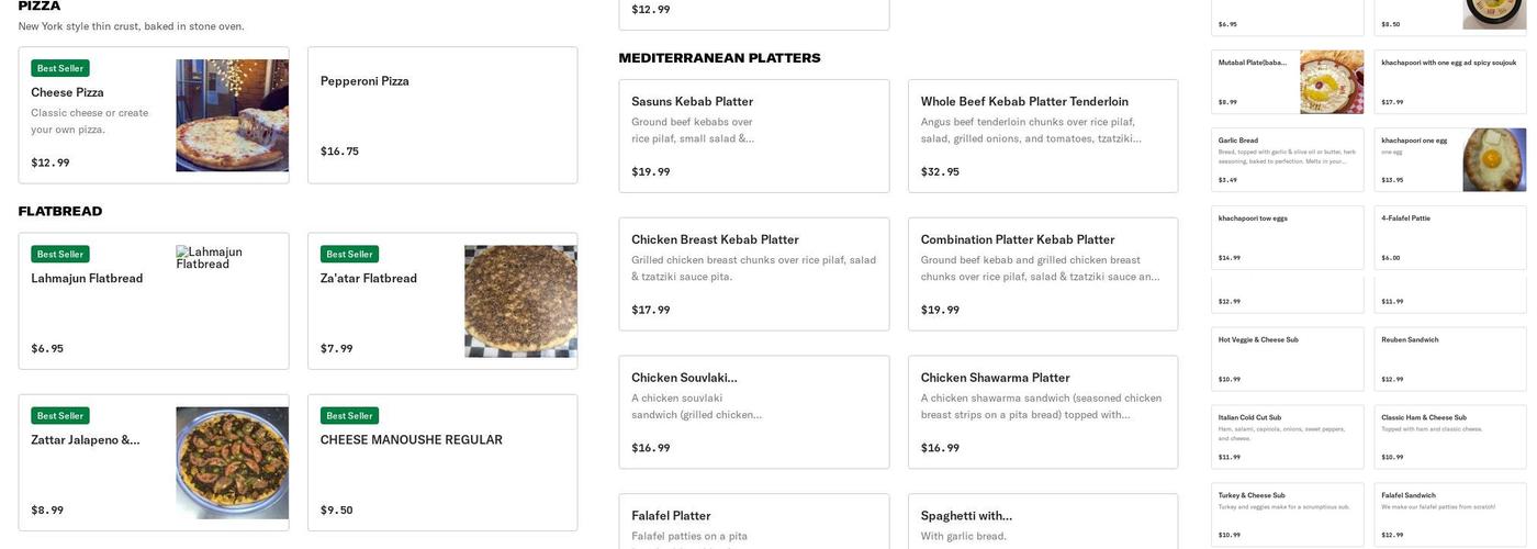 Sasuns Cafe Menu