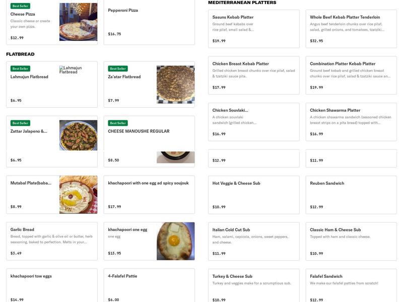Sasuns Cafe Menu