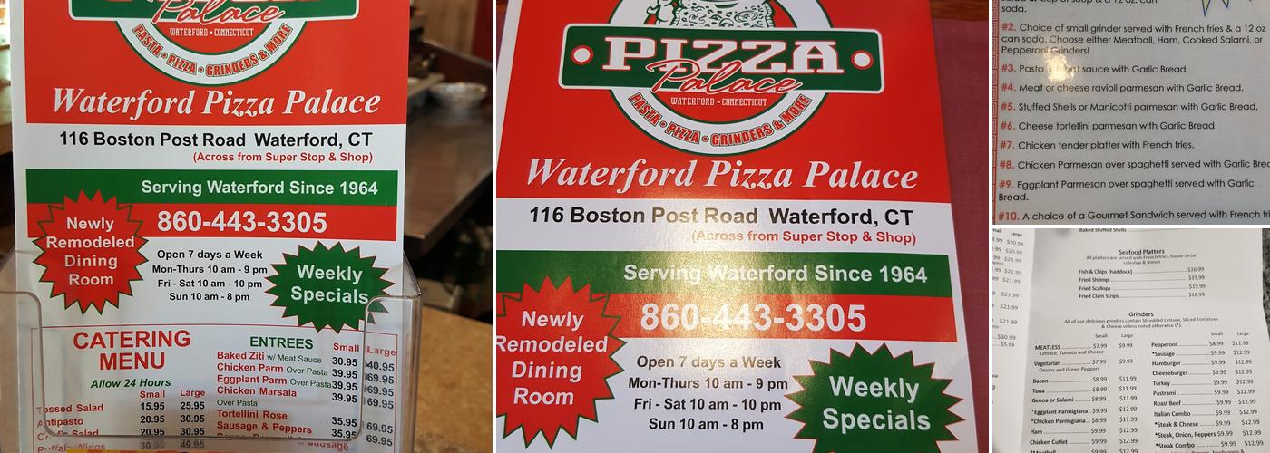 Waterford Pizza Palace Menu
