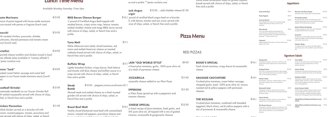 Recovery Room Restaurant Menu