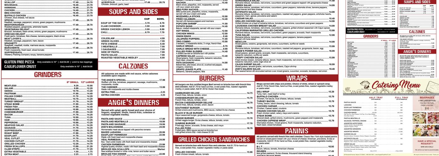 Angie's Pizza & Pier 27 Lounge Menu