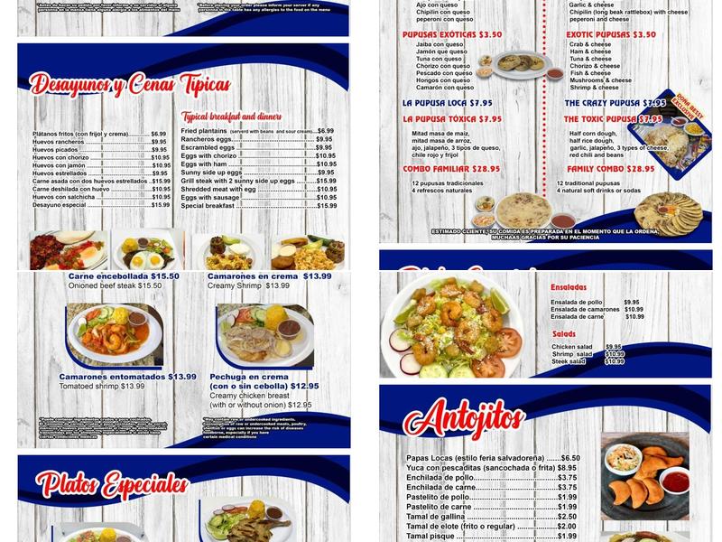 Doña Bessy Pupuseria Menu