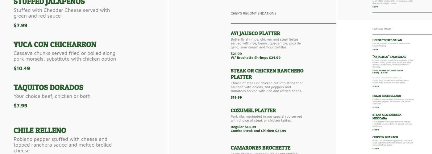 Ay! Jalisco Restaurant Menu