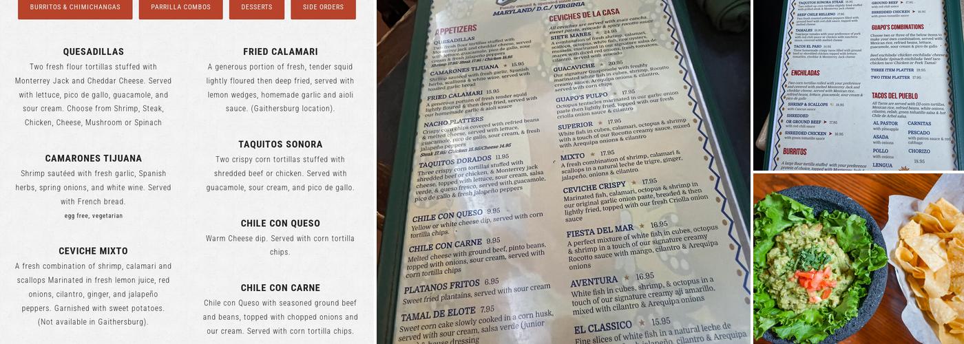 Guapo's Restaurant Menu