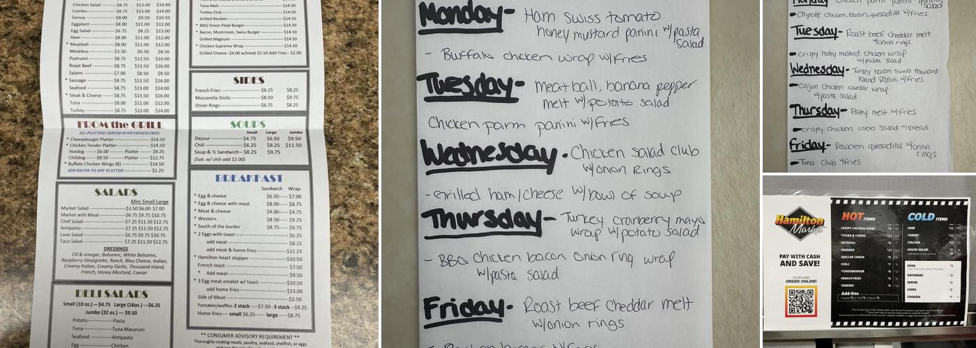 Hamilton Street Market Menu