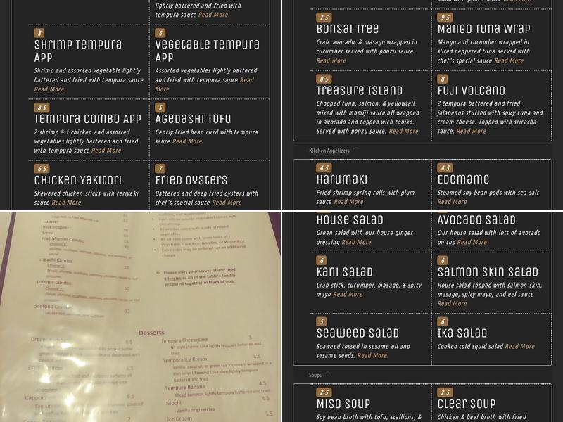 Koto Japanese Steak House and Sushi Bar Menu