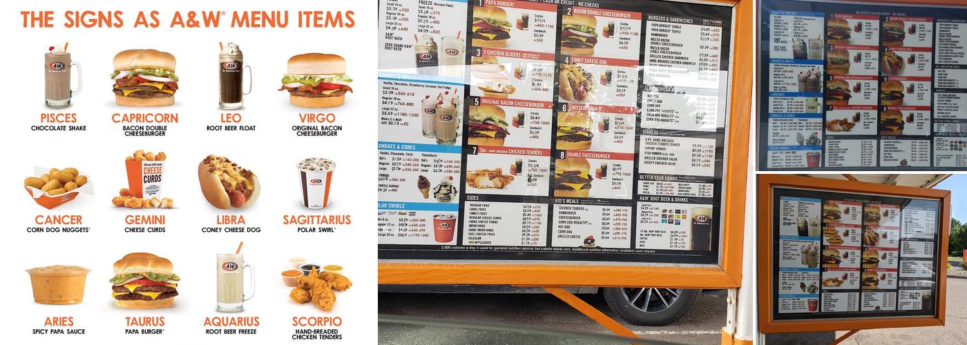A & W All-American Food Menu