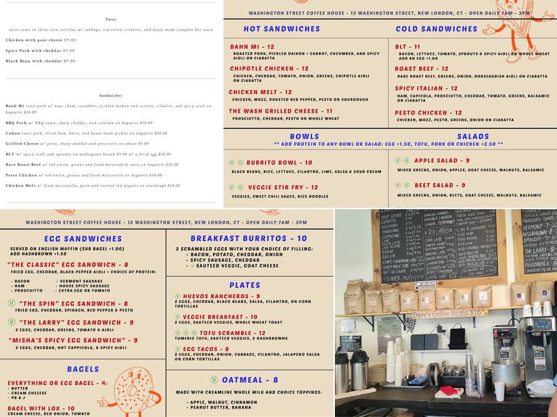 Washington Street Coffee House Menu