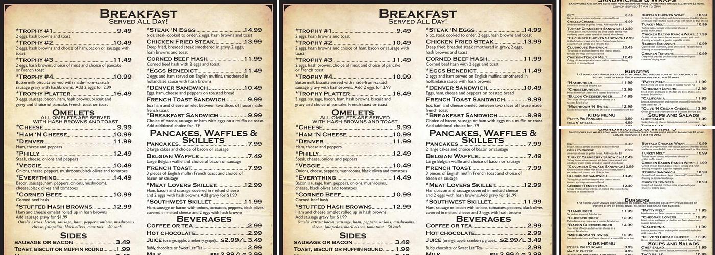 Trophy Cafe Menu