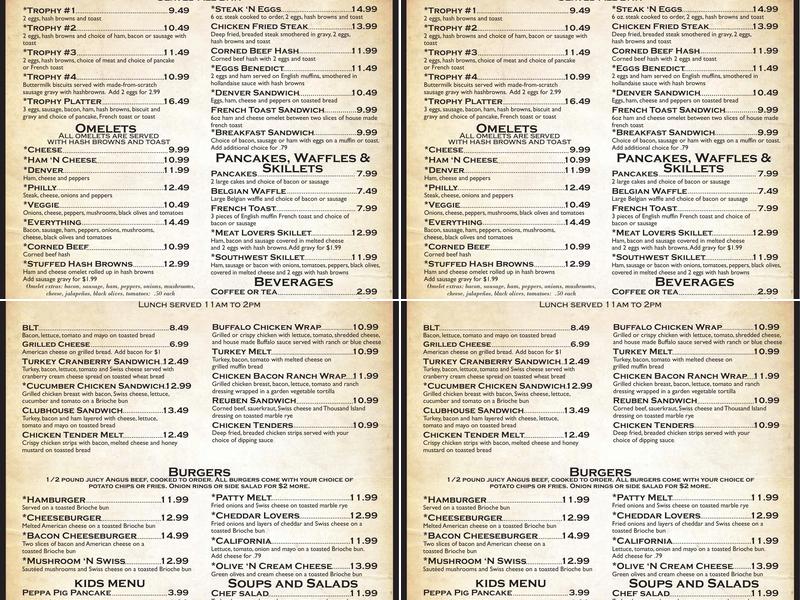 Trophy Cafe Menu