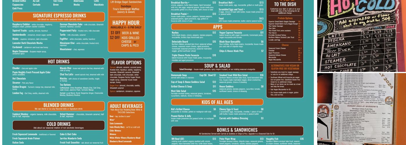 Wussow's Concert Cafe Menu