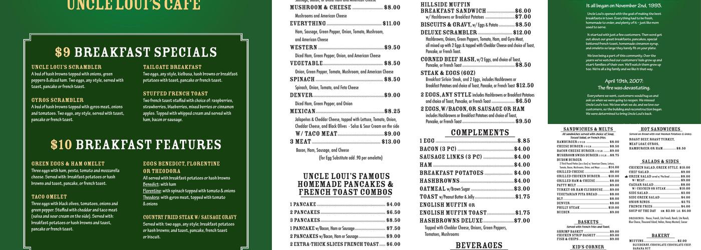 Uncle Loui's Cafe Menu