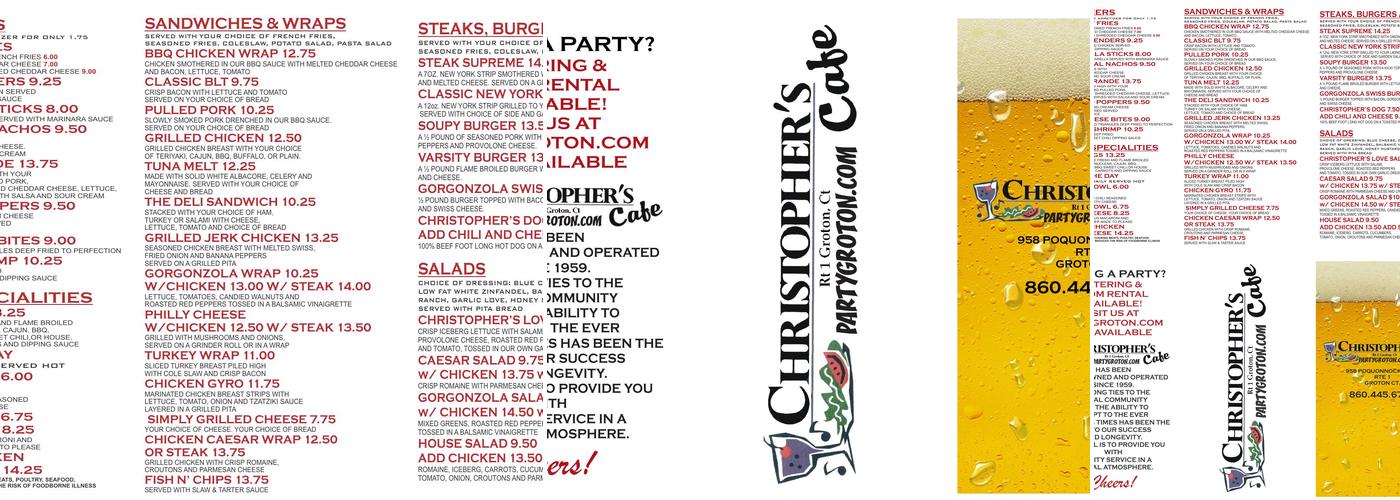 Christopher's Cafe Menu