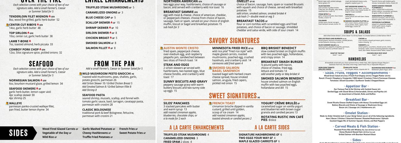 Silos Restaurant at Pier B Menu