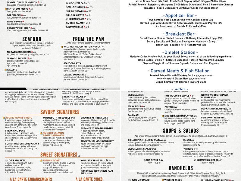 Silos Restaurant at Pier B Menu